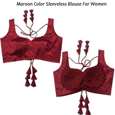 Maroon Color Sleeveless Blouse For Women C-106
