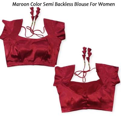 Maroon Color Semi Backless Blouse For Women C-107