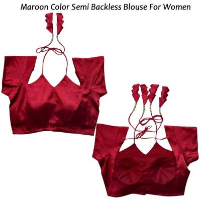 Maroon Color Semi Backless Blouse For Women C-110