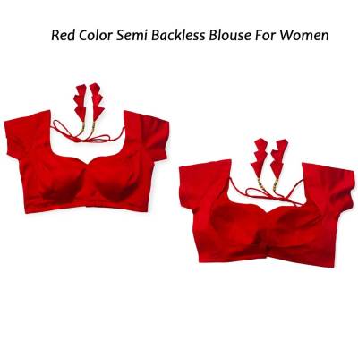 Red Color Semi Backless Blouse For Women C-103
